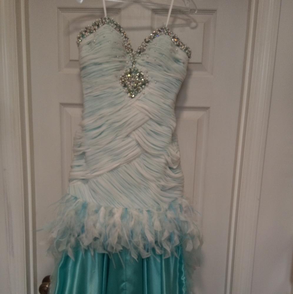 🆕MacDuggal👗hi/low✳️size 6,✳️teal&black